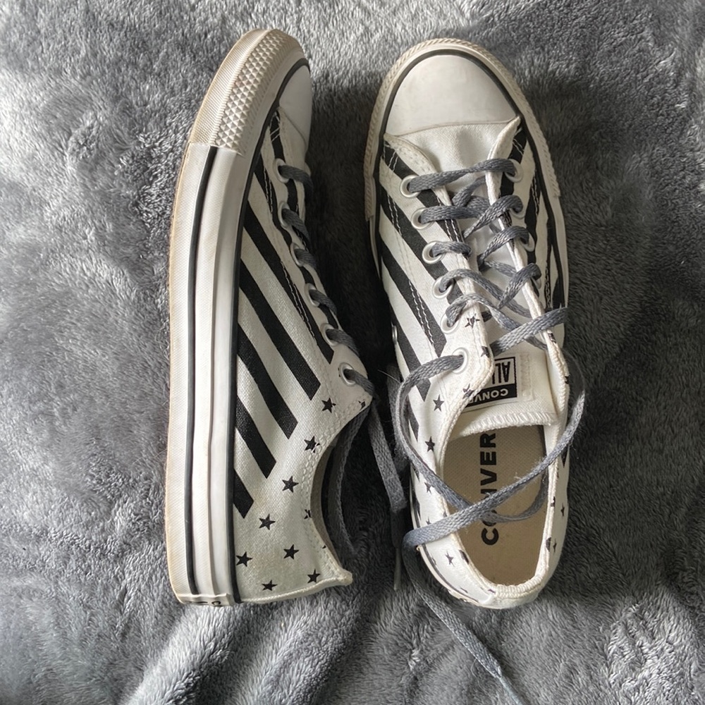Black and White Stars and Stripes Converse
